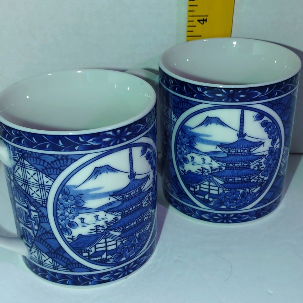 Two Japanese Mount Fuji cups